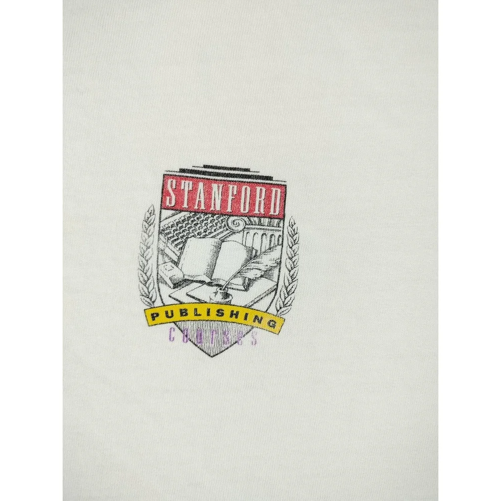 Vintage‎ 90s Hanes Beefy Stanford Publishing Course Shirt Mens XL White College